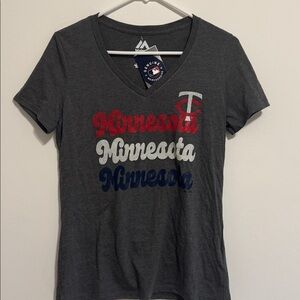 Minnesota Twins Majestic Dark Gray T-Shirt with White Logo
